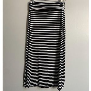 J.CREW Factory Black & White Striped Midi Skirt Size XXS